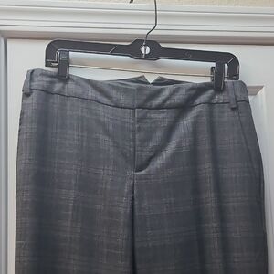 NWT! Banana Republic Martin Grey Wool Plaid, Lined Trouser. Size 6 Straight Leg